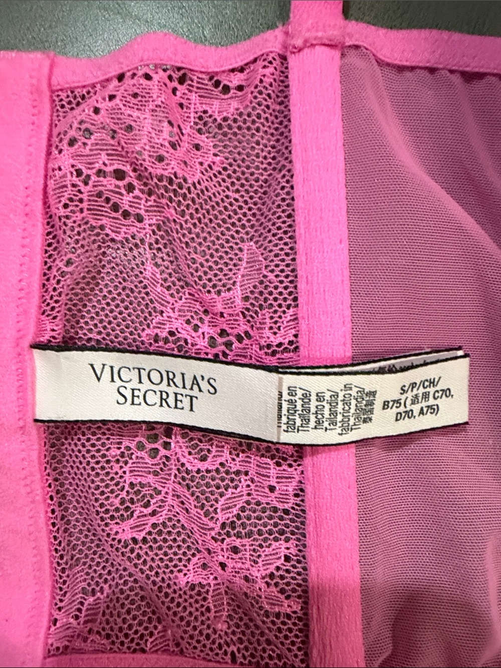 Victoria’s Secret Hot Pink Lace Angel bra Corset bustier Crop Top sz S - Picture 3 of 4